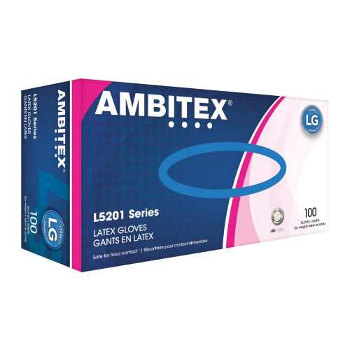 Guantes de látex Ambitex sin polvo, crema, grandes
